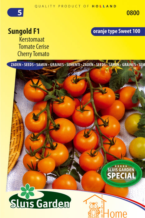 Sungold F1 Kerstomaat Zaden: Kweek Heerlijke, Zoete Gouden Kerstomaten met Sappige Textuur en Intense Smaak, Perfect voor Salades, Snacks en Mediterrane Gerechten