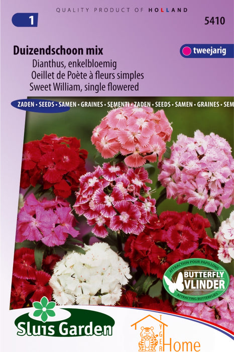 Duizendschoon Mix Dianthus Enkelbloemig Bloemen Zaden voor de Tuin: Kweek Prachtige, Kleurrijke Dianthus Bloemen