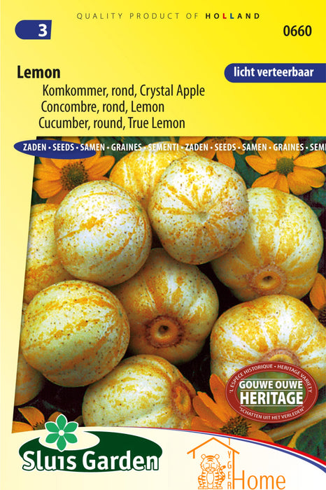 Lemon Komkommer Crystal Apple – Zaden voor Unieke, Knapperige Citroenkomkommers