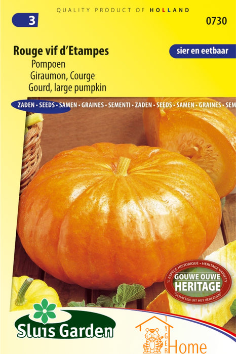Rouge Vif d'Etampes Pompoen Zaden: Grow Vibrant, Sweet Pumpkins in Your Own Garden - Kweek Heerlijke, Levendige Pompoenen