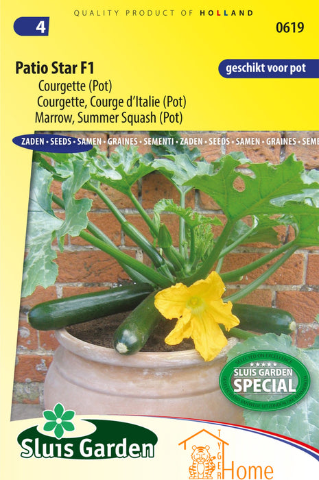 Patio Star F1 Courgette Pot Zaden: Kweek Heerlijke, Compacte Courgettes - Grow Delicious, Compact Zucchini - Cultivez des Courgettes Compactes et Savoureuses