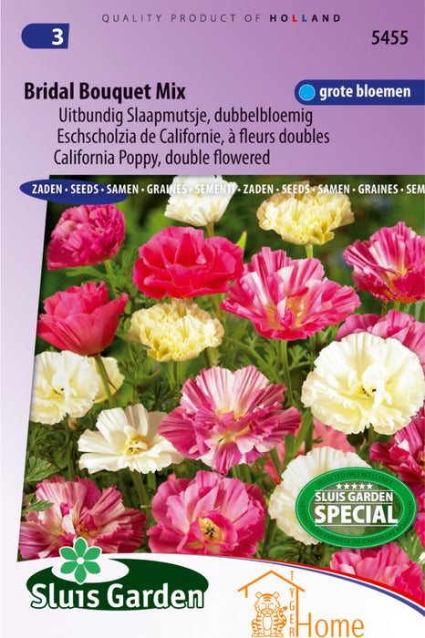 Bridal Bouquet Mix Uitbundig Slaapmutsje Dubbelbloemig Bloemen Zaden voor de Tuin: Kweek Prachtige, Dubbelbloemige Slaapmutsjes