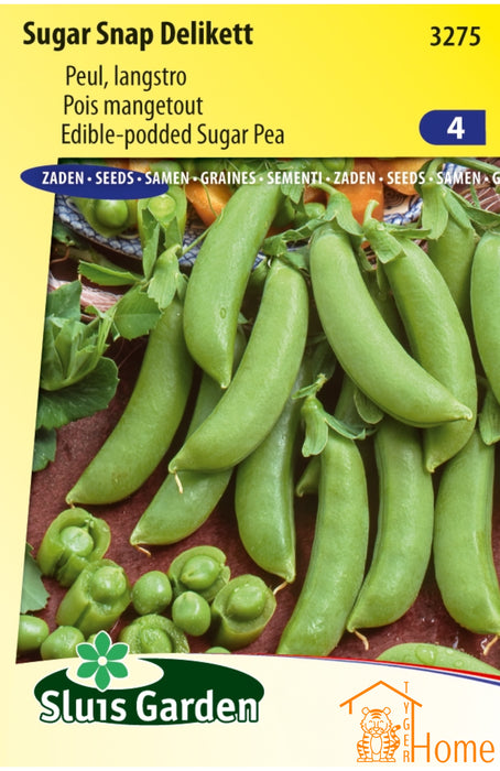 Sugar Snap Delikett Langstro Zaden: Kweek Heerlijke, Knapperige Peulen voor een Zoete Oogst - Grow Delicious, Crisp Long-Stemmed Sugar Snap Peas - Pois Gourmand Delikett à Gousses Longues - Cultivez de Délicieux Pois Croquants pour Votre Jardin