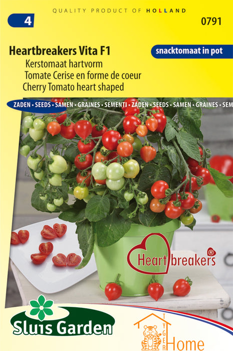 Heartsbreakers Vita F1 Kerstomaat Hartvorm Zaden: Kweek Heerlijke, Hartvormige Kerstomaten met Zoete Smaak en Sappige Textuur voor Salades, Snacks en Gerechten