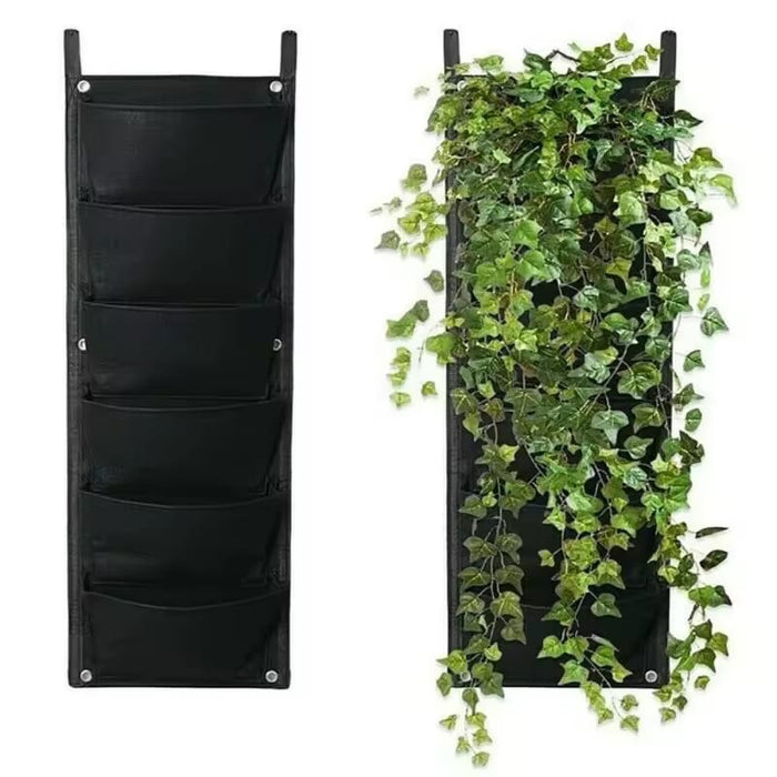 Zwarte Verticale Plantenwand – 7 Vakken voor Kruiden & Bloemen (40x100 cm)