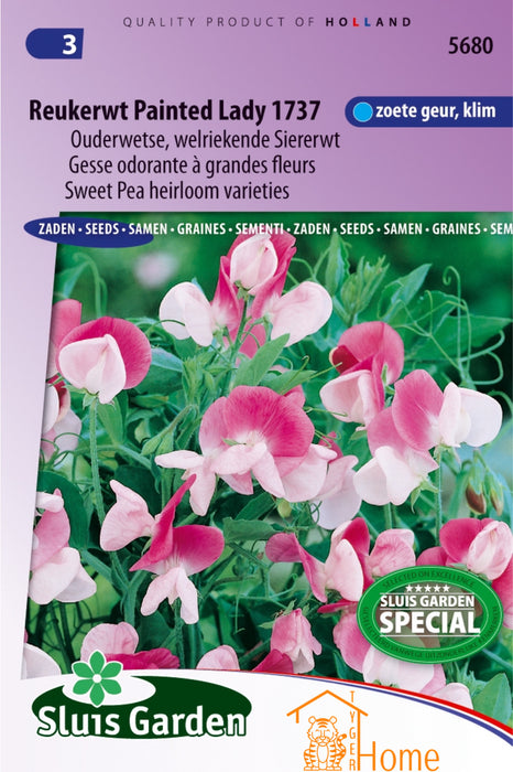 Reukerwt Painted Lady 1737 Zaden, Ouderwetse Welriekende Siererwt - Sweet Pea Painted Lady 1737 Seeds, Heirloom Varieties - Graines de Gesse Odorante Painted Lady 1737, Variétés Anciennes