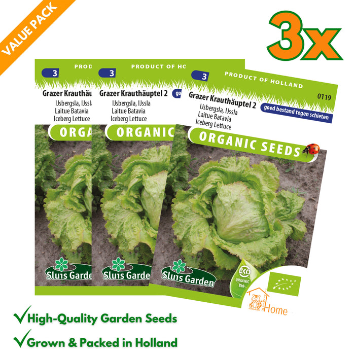 IJsbergsla zaden – Grazer Krauthäuptel 2 | Biologisch | Bestand tegen schieten - 3x