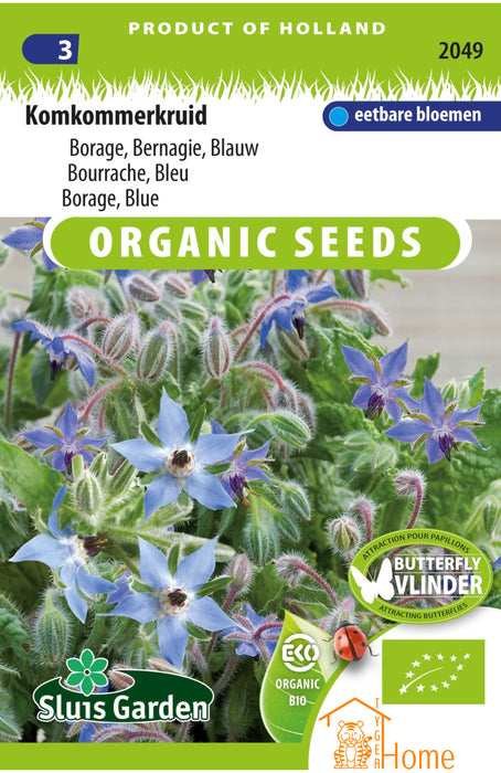 Komkommerkruid Borage Zaden: Kweek Heerlijke, Aromatische Bernagie met Eetbare Bloemen en Verfrissende Komkommersmaak voor Salades, Thee en Bijvriendelijke Tuinen