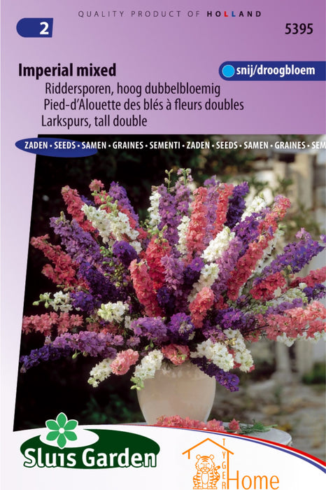 Imperial Mixed Riddersporen Hoog Dubbelbloemig Bloemen Zaden voor de Tuin: Kweek Prachtige, Dubbelbloemige Hoge Riddersporen - Grow Beautiful, Tall Double-Flowered Larkspur Flowers - Cultivez de Magnifiques Pied-d'Alouette