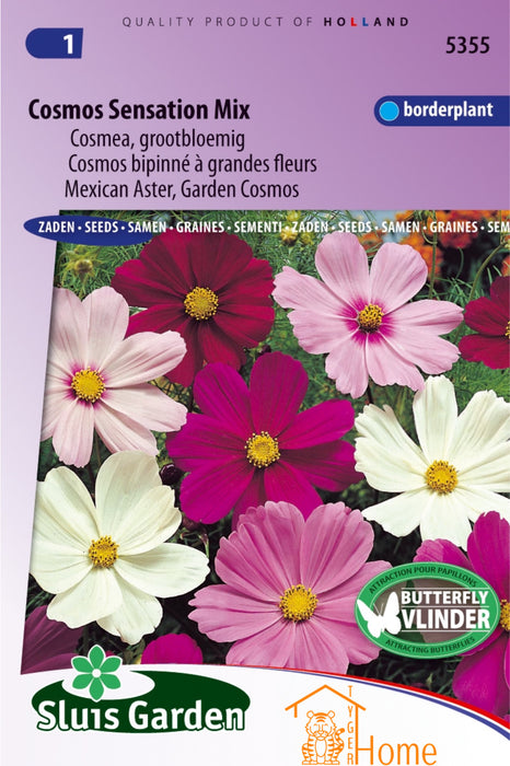 Cosmos Sensation Mix Cosmea Grootbloemig Bloemen Zaden voor de Tuin: Kweek Prachtige, Kleurrijke Cosmea Bloemen