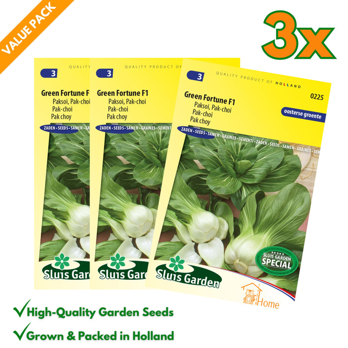Paksoi Green Fortune F1 | Pak Choy | Compacte, snelgroeiende paksoi | Perfect voor wokgerechten en salades - 3x
