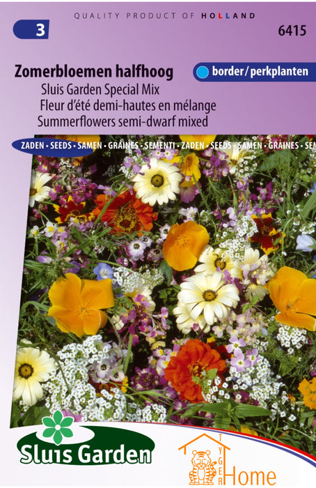 Zomerbloemen Halfhoog Special Mix Border/Perkplanten Zaden: Kweek Prachtige, Kleurrijke Bloemen - Grow Beautiful, Half-Height Summer Flower Mix