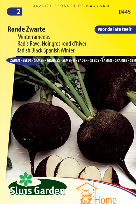 Ronde Zwarte Winterramenas Zaden: Kweek Heerlijke, Winterharde Radijzen met Pittige Smaak en Stevige Textuur, Perfect voor Salades, Soepen en Bewaring