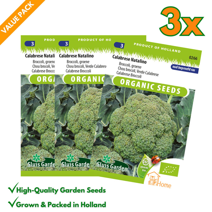Broccoli Calabrese Natalino Bio | Biologische zaden | Oud beproefd ras met rijke oogst | Geschikt voor ecologische moestuin - 3x