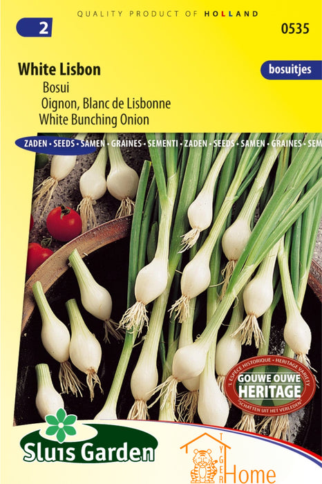 White Lisbon Bosui of Lenteui Zaden: Kweek Heerlijke, Knapperige Lente-uitjes - Grow Delicious, Crunchy Spring Onions - Cultivez des Oignons de Printemps Croquants et Savoureux