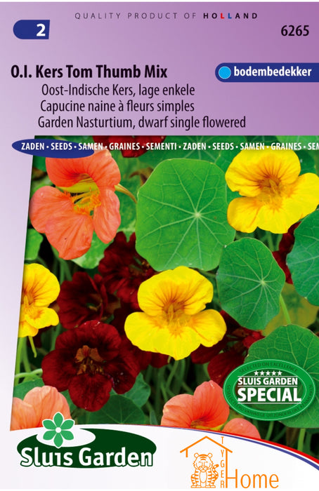 Oost-Indische Kers Zaden Tom Thumb Mix - Lage Bodembedekker met Eetbare Bloemen in Geel, Oranje en Rood