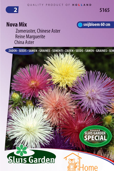 Nova Mix Zomeraster Chinese Aster Bloemen Zaden voor de Tuin: Kweek Prachtige, Kleurrijke Zomerasters - Grow Beautiful, Colorful Summer Aster Flowers - Cultivez de Magnifiques Asters Chinois d'Été pour le Jardin