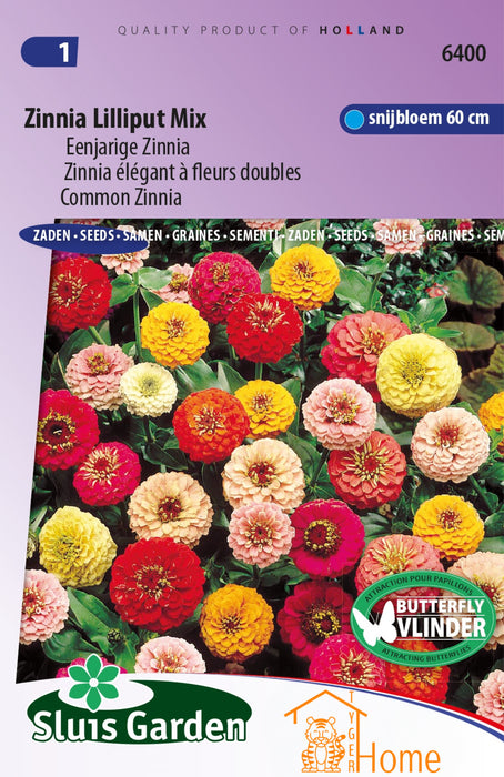 Zinnia Lilliput Mix Eenjarige Zinnia Snijbloem 60 cm Butterfly Vlinder Zaden: Kweek Prachtige, Kleurrijke Snijbloemen - Annual Cut Flowers