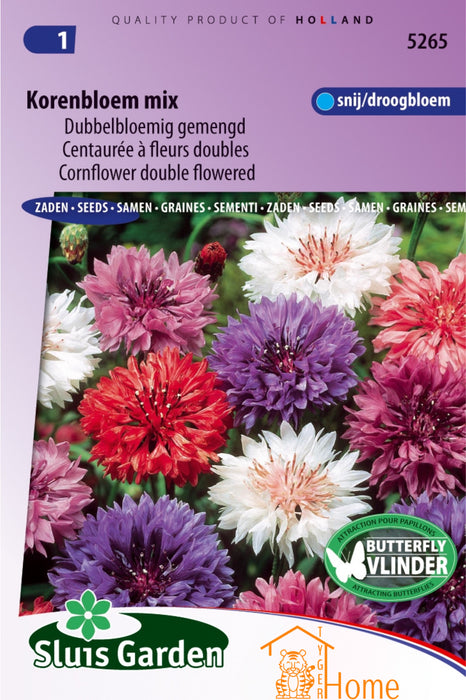 Korenbloem Mix Dubbelbloemig Gemengd Bloemen Zaden voor de Tuin: Kweek Prachtige, Kleurrijke Dubbele Korenbloemen - Grow Beautiful, Double Mixed Cornflowers - Cultivez de Magnifiques Bleuets Doubles Mélangés pour le Jardin