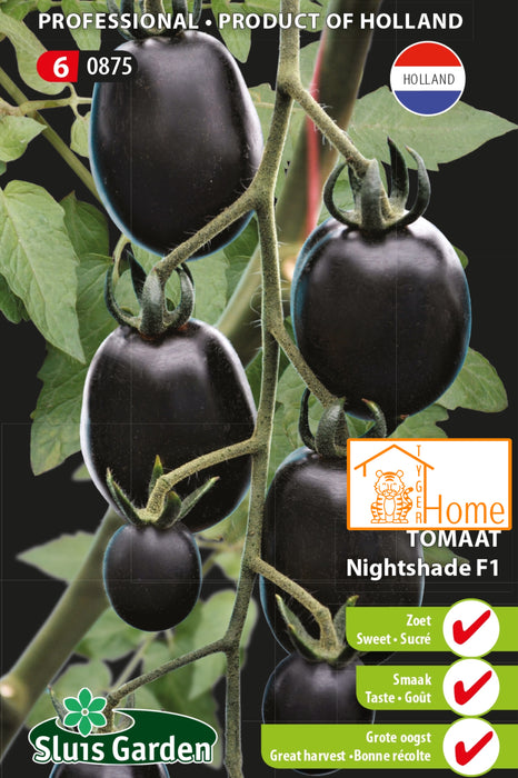 Tomaat Nightshade F1 | Unieke zwarte tomaat met zoete smaak | Grote oogst & opvallende kleur | Ideaal voor bijzondere salades of decoratie