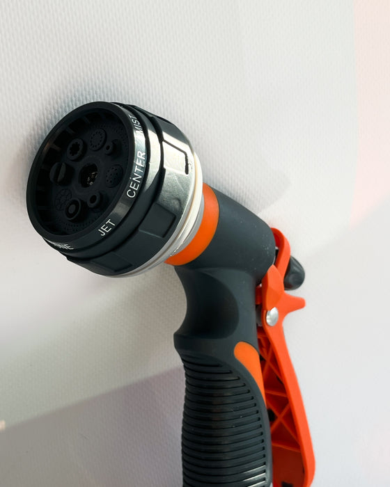 Multifunctioneel sproeipistool voor tuinbesproeiing en autowassen met 8 sproeistanden en verstelbare waterdruk
