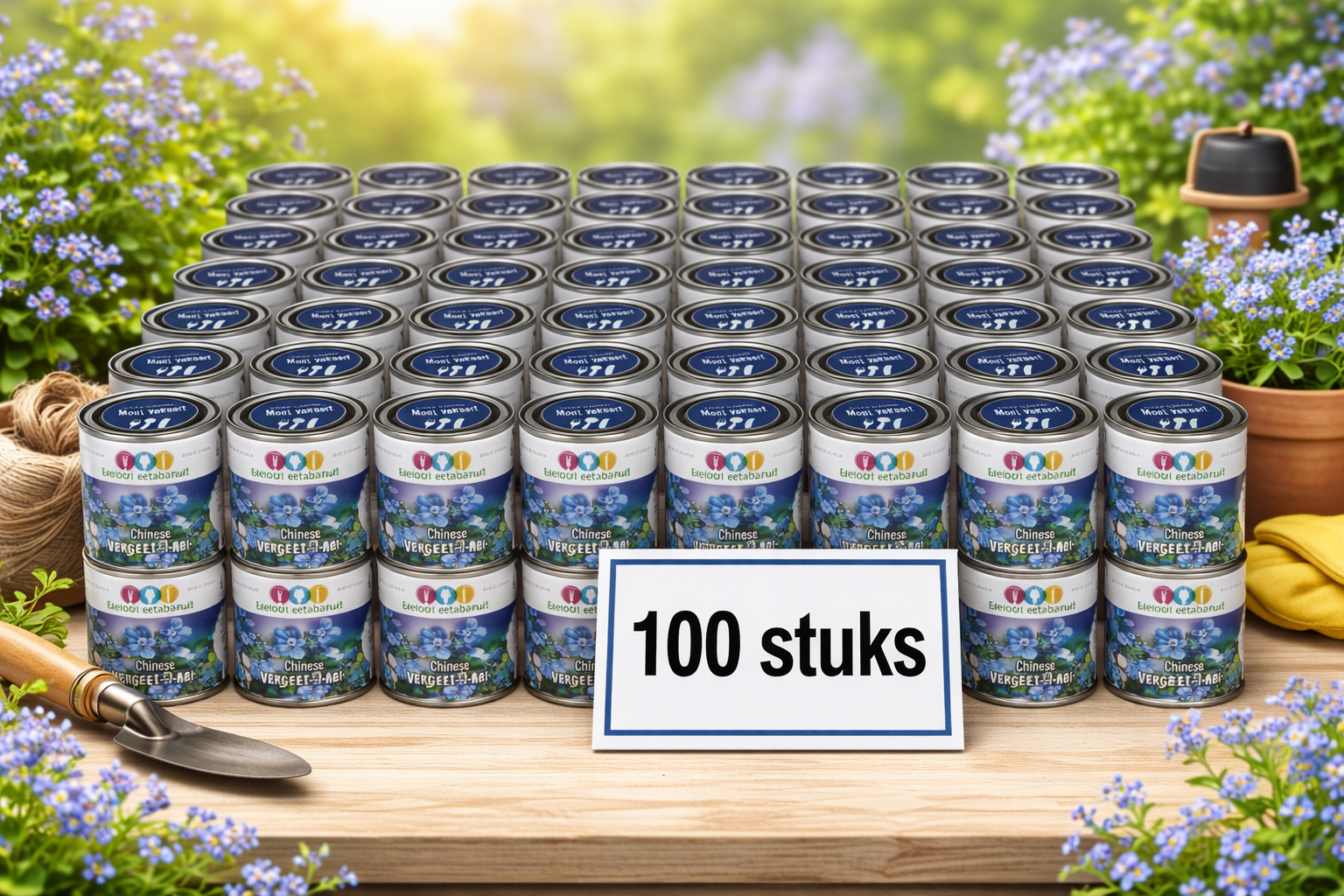 100x Eetbare Bloemen Chinese Vergeet-Me-Niet (Forget-Me-Not) – Complete Kweekset in Blik – Inclusief Zaden & Kokosgrond: Professionele Oplossing voor Dakgroen
