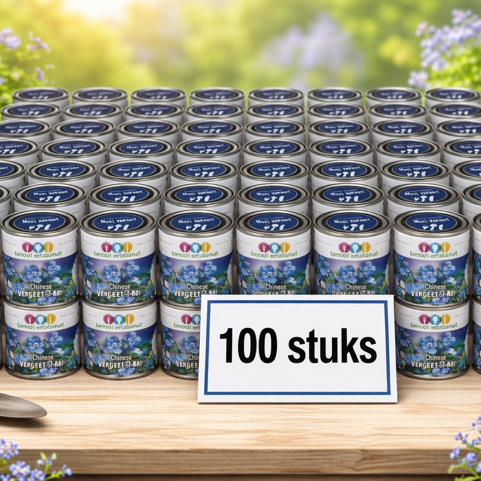 100x Eetbare Bloemen Chinese Vergeet-Me-Niet (Forget-Me-Not) – Complete Kweekset in Blik – Inclusief Zaden & Kokosgrond: Professionele Oplossing voor Dakgroen
