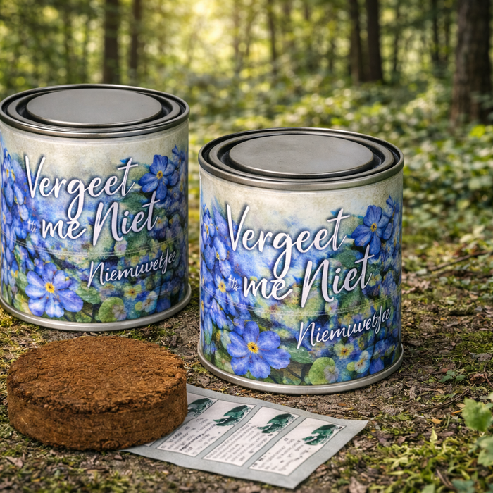 50x Vergeet-me-niet Kweekset in Blik – 250ML | Biologische Bloemenzaden | Complete DIY Set: Professionele Oplossing voor Dakgroen