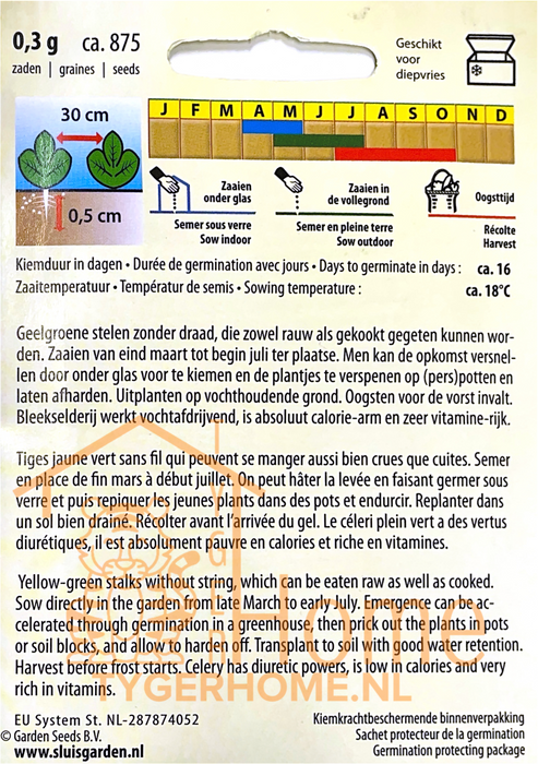 Bladselderijzaden – Goudgele Zelfblekende 2 | Gele, aromatische selderie