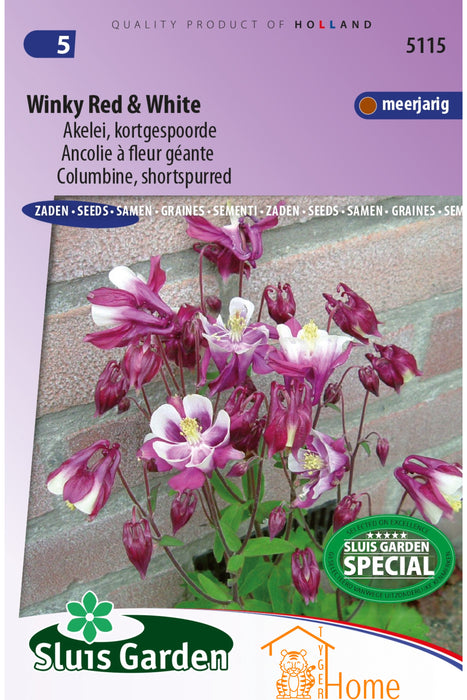 Winky Red & White Akelei Kortgespoorde Zaden: Kweek Prachtige, Rood-Witte Akelei Bloemen - Grow Stunning, Red and White Short-Spurred Columbines - Cultivez de Magnifiques Ancolies à Éperons Courts Rouges et Blanches