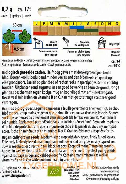 Boerenkool Westlandse Winter Bio | Winterharde krulkool | Biologische zaden | Rijk aan vitamines | Oogst in de kou