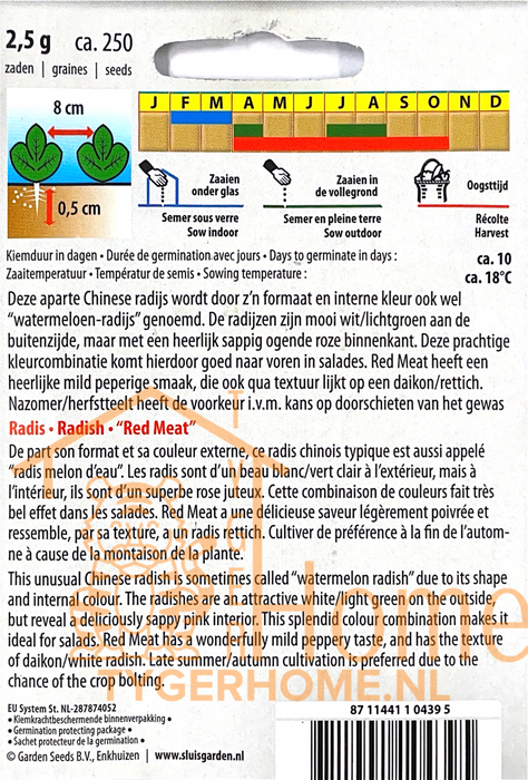 Chinese Radijs Red Meat Zaden: Kweek Heerlijke, Knapperige Radijzen met Uniek Roze Vruchtvlees en Licht Pittige Smaak, Perfect voor Salades, Snacks en Roerbakgerechten