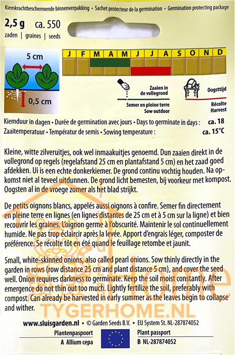 St. Jans Ui Zilverui Barletta Zaden: Kweek Heerlijke, Zoete Zilveruien - Grow Delicious, Sweet Silver Onions - Cultivez des Petits Oignons Argentés Savoureux et Sucrés