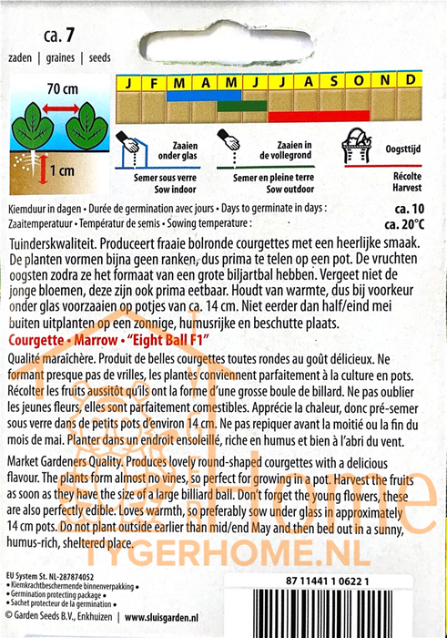Courgette F1 Eight Ball – Zaden voor Heerlijke, Ronde en Productieve Courgettes