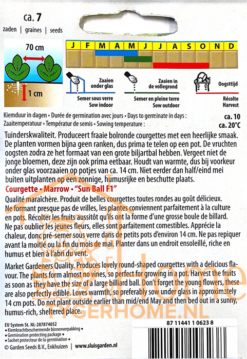 Courgette Sun Ball F1 | Ronde gele courgette | Compacte plant met hoge opbrengst | Perfect voor pot en tuin