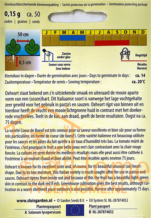Oxheart Tomaat Zaden: Kweek Heerlijke, Sappige Tomaten met Zoete Smaak en Vlezige Textuur voor Salades, Sauzen, Sandwiches en Mediterrane Gerechten