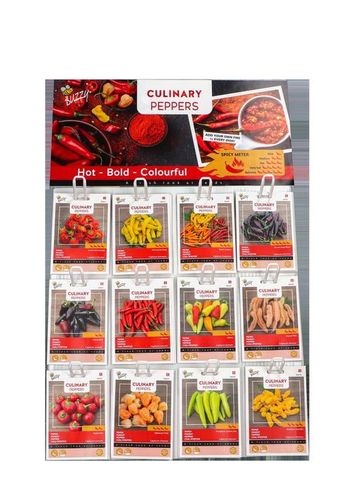 Peper Zaden Display – 180 Stuks (12 Soorten) – Pittige & Smaakvolle Pepers – Kweekset voor Keuken, Tuin & Balkon