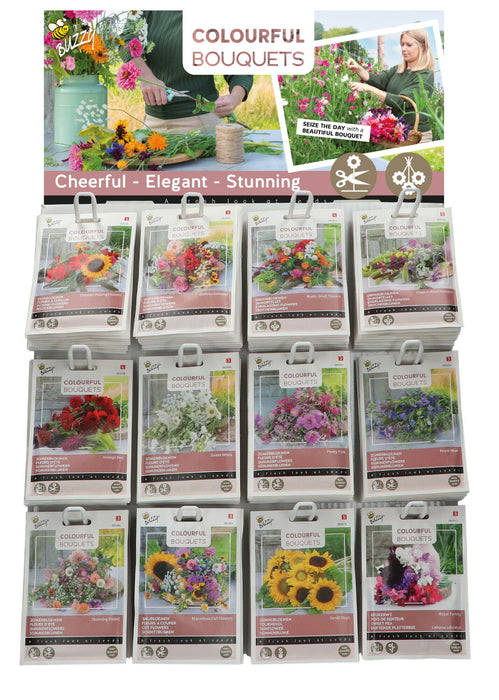 Snijbloemen & Droogbloemen Zaden Display – 120 Stuks (12 Soorten) – Kleurrijke Bloemen Mix voor Boeketten & Tuin