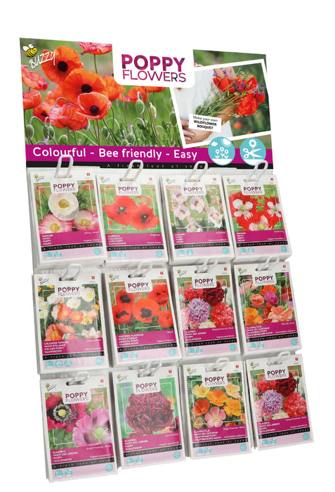 Klaproos Zaden Display – 180 Stuks (12 Soorten) – Klaprozen & Sierpapavers Mix – Bloemen Zaden voor Tuin, Border & Weide