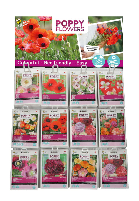 Klaproos Zaden Display – 180 Stuks (12 Soorten) – Klaprozen & Sierpapavers Mix – Bloemen Zaden voor Tuin, Border & Weide