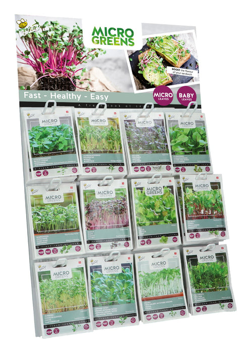 Kiemgroenten & Babyleaf Zaden Display – 120 Stuks (12 Soorten) – Binnen Kweken van Groenten – Snel & Gezond Oogsten Jaarrond