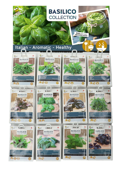 Basilicum Zaden Display – 120 Stuks (12 Soorten) – Kruiden Mix voor Keuken, Tuin & Balkon – Complete Kweekset