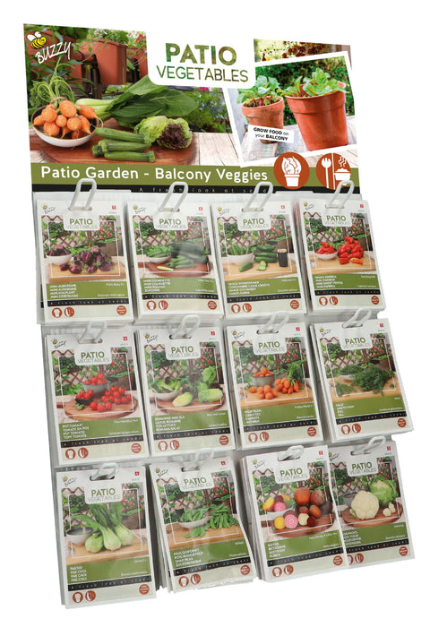 Balkon & Terras Groenten Zaden Display – 120 Stuks (12 Soorten) – Compacte Kweekset voor Kleine Ruimtes – Kruiden & Groenten Mix