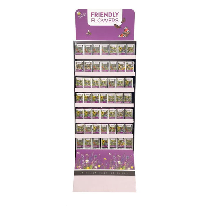Bloemenmengsel Strooidoos Display – 147 Stuks (25 m² per doos) – Bijen & Vlinder Vriendelijke Bloemen – Grote Winkeldisplay