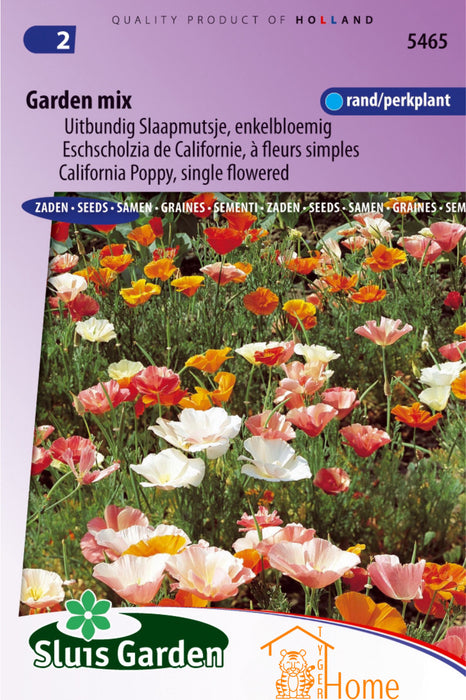 Garden Mix Uitbundig Slaapmutsje Enkelbloemig Bloemen Zaden voor de Tuin: Kweek Prachtige, Enkelbloemige Slaapmutsjes