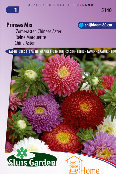 Prinses Mix Zomeraster Chinese Aster Bloemen Zaden voor de Tuin: Kweek Prachtige, Kleurrijke Zomerasters - Grow Beautiful, Colorful Summer Aster Flowers - Cultivez de Magnifiques Asters Chinois d'Été pour le Jardin