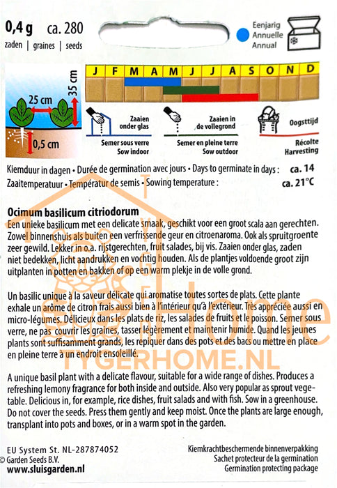 Mrs Burns Citroenbasilicum Zaden: Kweek Heerlijke, Aromatische Citroenbasilicum met Frisse Citrusgeur en Subtiele Smaak voor Salades, Thee en Mediterrane Gerechten