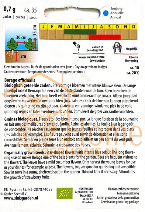 Komkommerkruid Borage Zaden: Kweek Heerlijke, Aromatische Bernagie met Eetbare Bloemen en Verfrissende Komkommersmaak voor Salades, Thee en Bijvriendelijke Tuinen