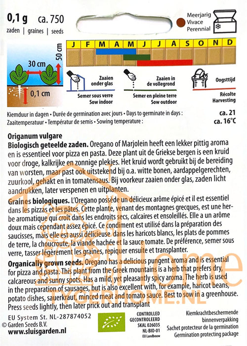 Oregano Marjolein Zaden: Kweek Heerlijke, Aromatische Kruiden met Intense Geur en Kruidige Smaak voor Mediterrane Gerechten, Pizza, Pasta en Kruidenmengsels