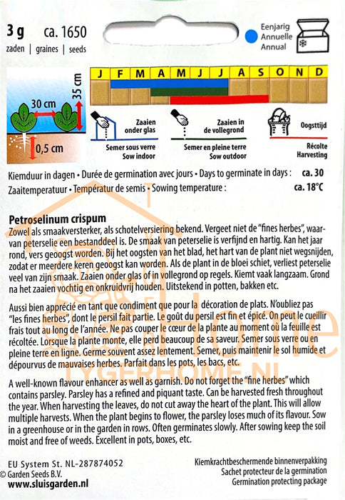 Knulpeterselie Peterselie Moskrul 2 Tuinpeterselie Zaden: Kweek Heerlijke, Aromatische Peterselie - Grow Delicious, Aromatic Curly Parsley - Cultivez du Persil Frisé Savoureux et Aromatique
